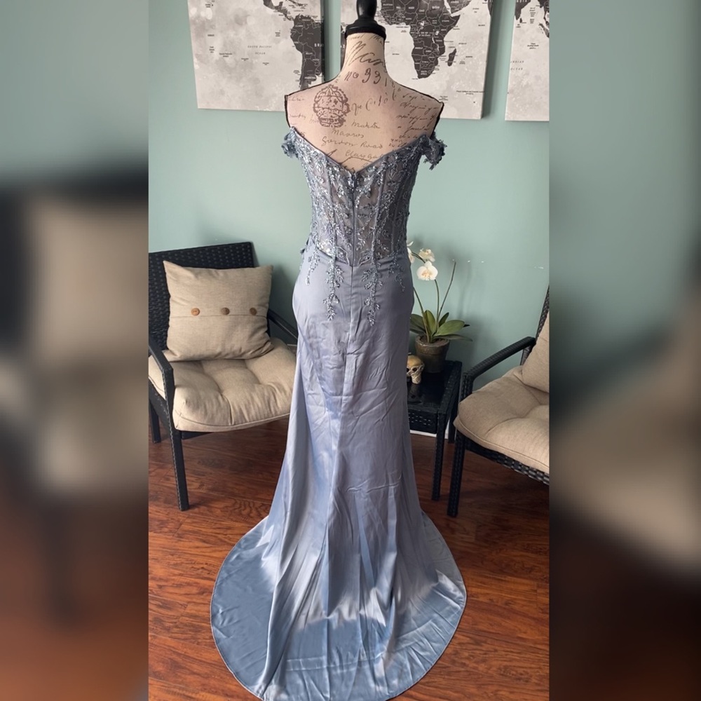 Light blue prom dress pageant gown formal dress - Picture 3 of 5